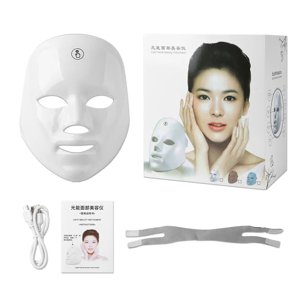LED Facial Mask – 7 Color Light Therapy for Skin Rejuvenation & Anti-Aging