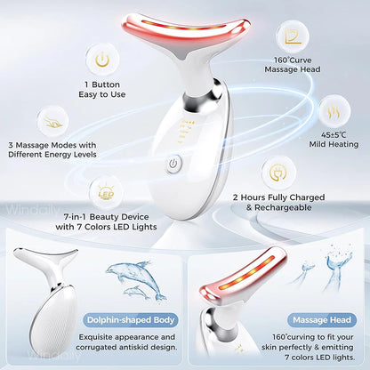 LED Face & Neck Massager 7 Colors – Skin Rejuvenation & Lifting Tool