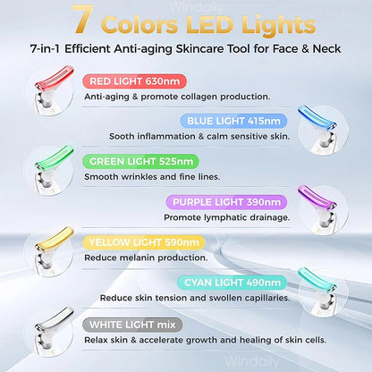 LED Face & Neck Massager 7 Colors – Skin Rejuvenation & Lifting Tool