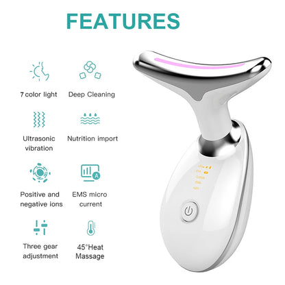 LED Face & Neck Massager 7 Colors – Skin Rejuvenation & Lifting Tool